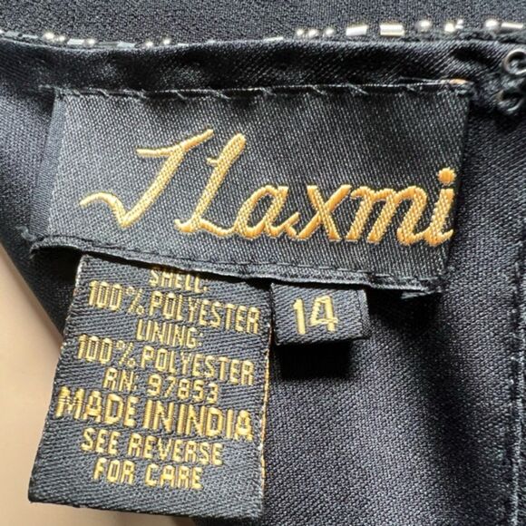 J Laxmi Black Beaded Dress Size 14 READ CONDITION - Picture 5 of 8